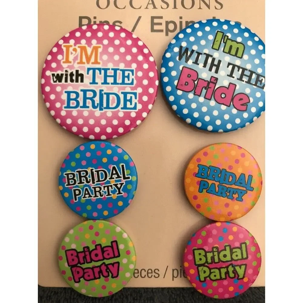 Bride Buttons Bachelorette Party, Bridal Party Buttons 6pc Novelty Pins Wedding‎